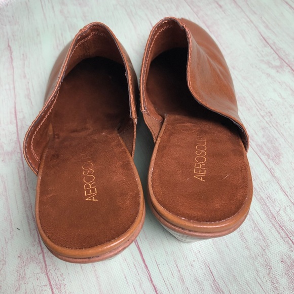 Aerosoles Blind Date Brown Leather Mules Slip On - Picture 6 of 8